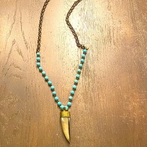 Boho Long Horn Pendant Necklace